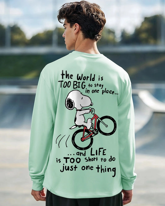 Men's Green Move On Graphic Printed Oversized T-shirt