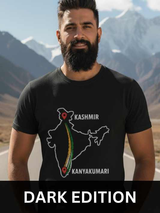 Swaagster® Regular Fit – “KASHMIR TO KANYAKUMARI” Dark Edition T-Shirt