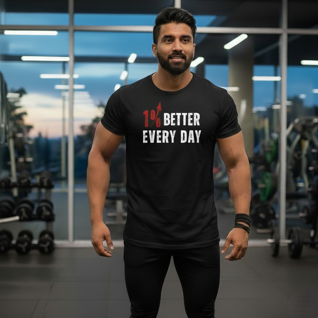 Front profile- 1% better everyday Black Regular fit