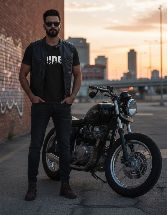 Swaagster® Regular Fit – “RIDE” Freedom Flow White Print T-Shirt