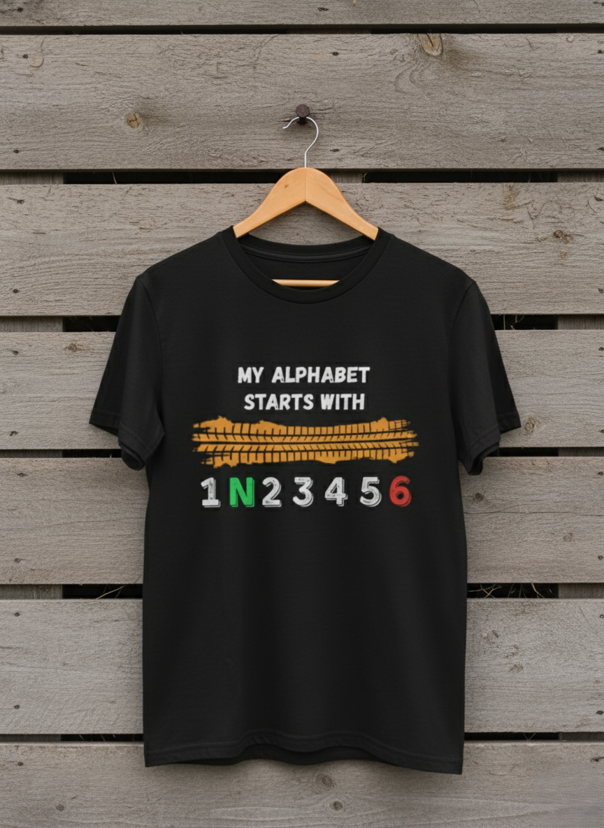 Swaagster® Regular Fit – “MY ALPHABET STARTS WITH 1N23456” Dark Edition T-Shirt