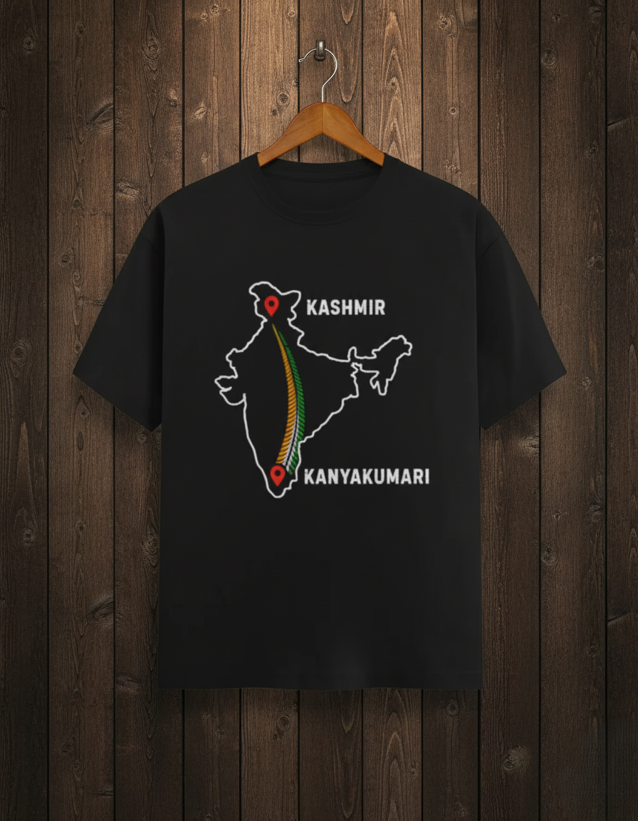 Swaagster® Regular Fit – “KASHMIR TO KANYAKUMARI” Dark Edition T-Shirt