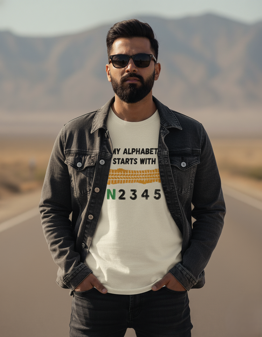 Swaagster® Regular Fit – “MY ALPHABET STARTS WITH 1N23456” Light Edition T-Shirt